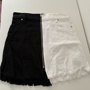 REVICE Two-Tone Black and White Mini Skirt